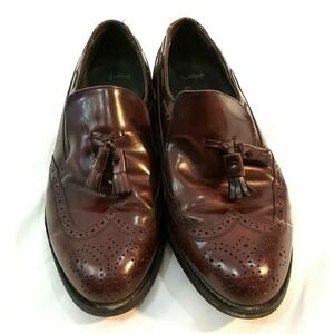 Stafford Mens Shoes Wingtip Tassel Loafer Comfort Plus Leather Brown Dress 9.5 W
